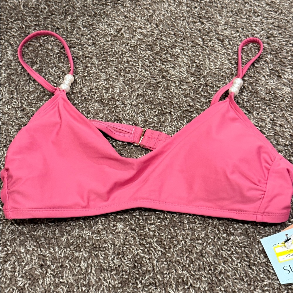 🫐Pink Women's Swim Top with pearls